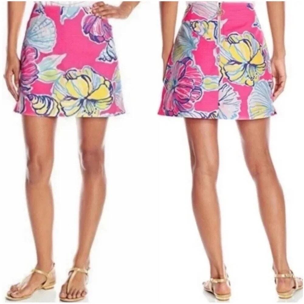 Lilly Pulitzer Marigold Skort Swept by the Tides Hot Pink Floral Size 6